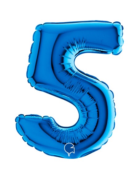 PALLONE NUMERO MYLAR MINI 5 BLU CM. 18 - L'Officina delle feste