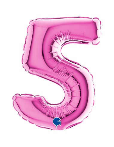 PALLONE NUMERO MYLAR MINI 5 FUCSIA CM. 18 - L'Officina delle