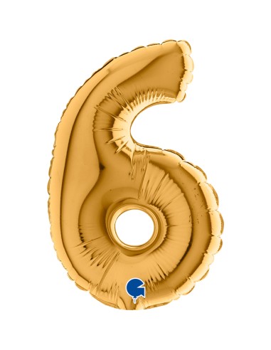 PALLONE NUMERO MYLAR MINI 6 ORO CM. 18 - L'Officina delle feste