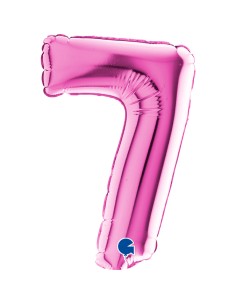 PALLONE NUMERO MYLAR MINI 7 FUCSIA CM.18 - L'Officina delle 2