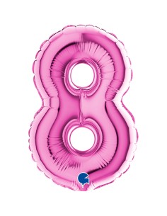 PALLONE NUMERO MYLAR MINI 8 FUCSIA CM. 18 - L'Officina delle 2