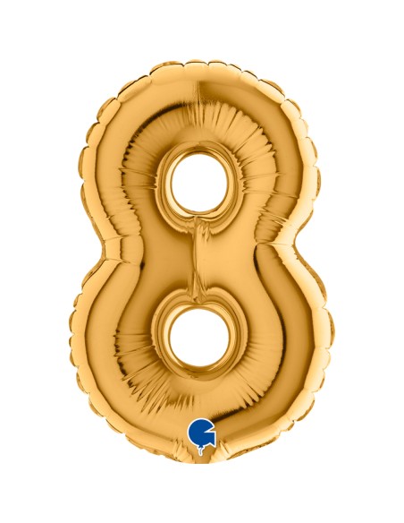 PALLONE NUMERO MYLAR MINI 8 ORO CM. 18 - L'Officina delle feste