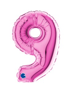 PALLONE NUMERO MYLAR MINI 9 FUCSIA CM.18 - L'Officina delle 2