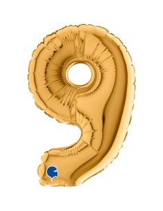 PALLONE NUMERO MYLAR MINI 9 ORO CM. 18 - L'Officina delle feste 2