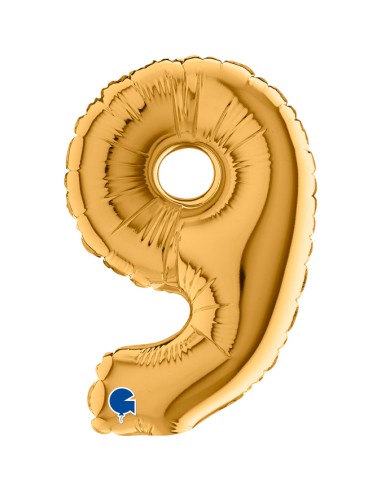 PALLONE NUMERO MYLAR MINI 9 ORO CM. 18 - L'Officina delle feste