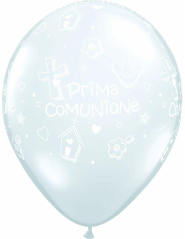 PALLONI 11" ST PRIMA COMUNIONE TRASP. CON SIMBOLI PZ. 50 30CM -