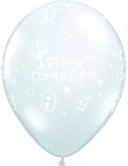PALLONI 11" ST PRIMA COMUNIONE TRASP. CON SIMBOLI PZ. 50 30CM -