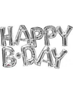 PALLONI MYLAR SCRITTA HAPPY B-DAY SILVER - L'Officina delle 2
