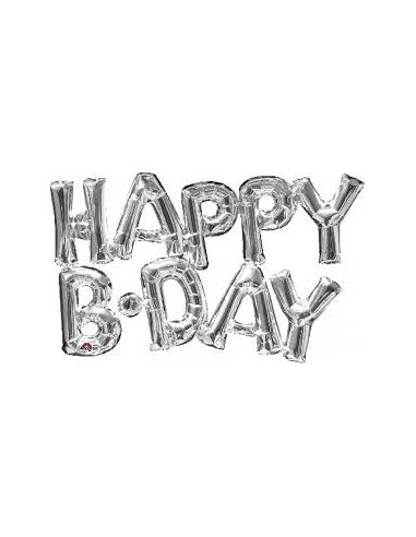 PALLONI MYLAR SCRITTA HAPPY B-DAY SILVER - L'Officina delle