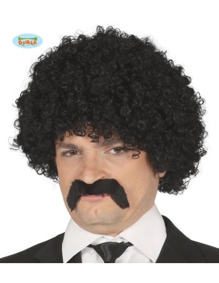 PARRUCCA CON RICCI NERI E BAFFI - L'Officina delle feste