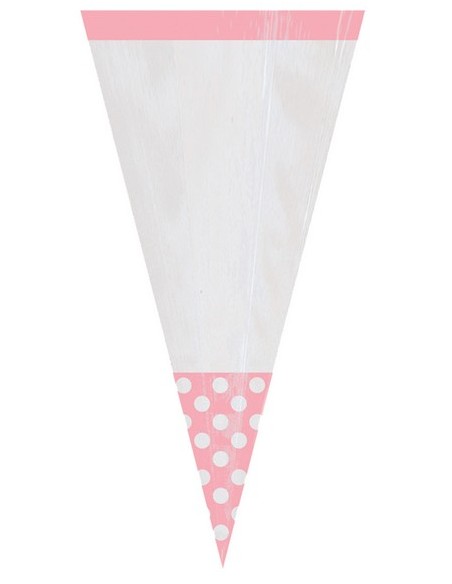 PARTY BAG CONO ROSA POIS 9X24,7CM 10PZ - L'Officina delle feste
