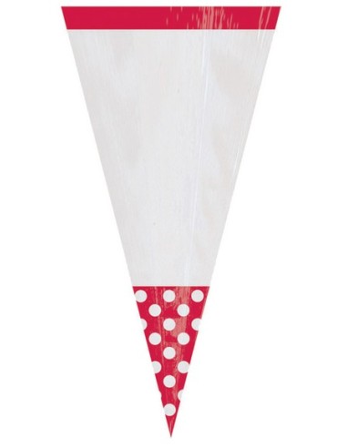 PARTY BAG CONO ROSSO POIS 9X24,7 CM. 10PZ - L'Officina delle