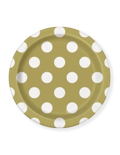 PIATTI 18CM ORO POIS BIANCHI 8PZ - L'Officina delle feste 2