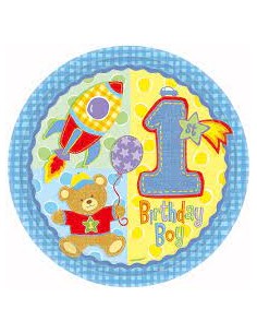 PIATTI 1° COMPLEANNO HUGS & STITCHES BOY 8PZ 20cm - L'Officina 2