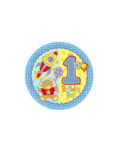 PIATTI 1° COMPLEANNO HUGS & STITCHES BOY 8PZ 20cm - L'Officina