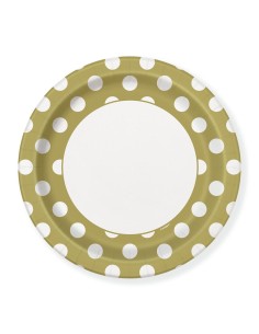 PIATTI 22CM ORO POIS BIANCHI 8PZ - L'Officina delle feste 2