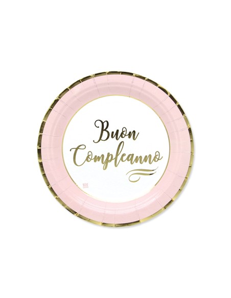 PIATTI BUON COMPL. CHIC ROSA CM.18 PZ.8 - L'Officina delle feste