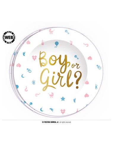 PIATTI CARTA BOY OR GIRL? STAMPA ORO 23CM - L'Officina delle