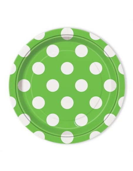 PIATTI CM. 17 VERDE POIS BIANCHI PZ.8 - L'Officina delle feste