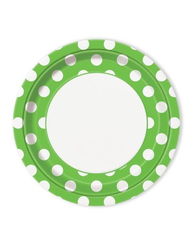 PIATTI CM. 23 VERDE POIS BIANCHI PZ.8 - L'Officina delle feste