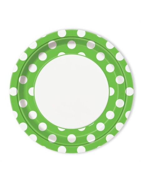 PIATTI CM. 23 VERDE POIS BIANCHI PZ.8 - L'Officina delle feste
