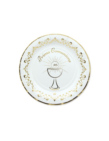 PIATTI PRIMA COMUNIONE GOLD CM.18 PZ.8 - L'Officina delle feste