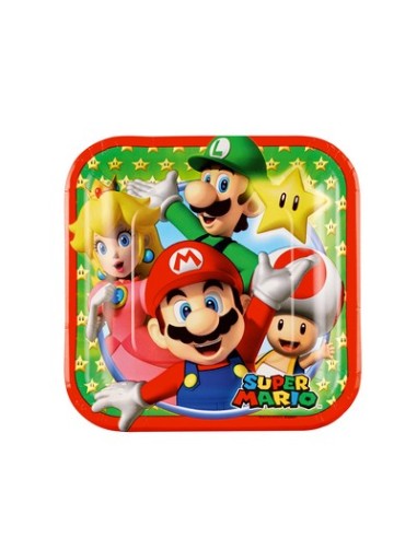 PIATTI SUPER MARIO BROS CM. 18 PZ. 8 PLASTIC FREE - L'Officina
