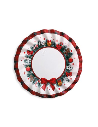 PIATTO CARTA CHRISTMAS KILT 8PZ 20CM - L'Officina delle feste