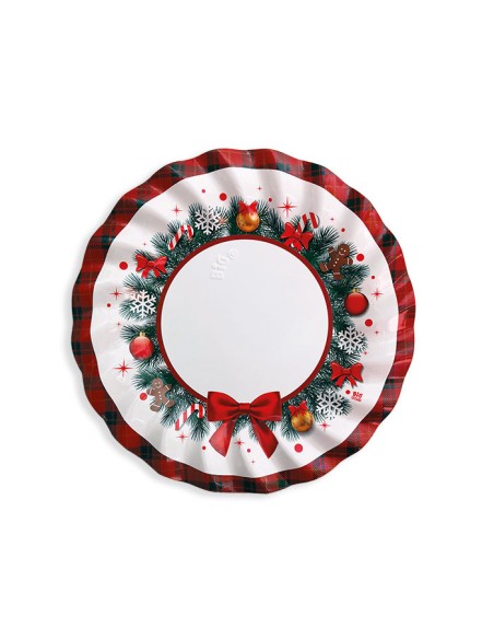 PIATTO CARTA CHRISTMAS KILT 8PZ 20CM - L'Officina delle feste
