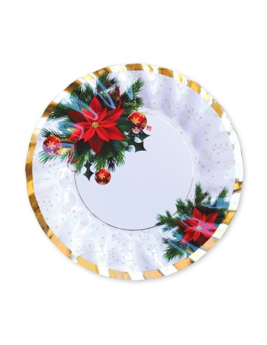 PIATTO CARTA CHRISTMAS MOOD 8PZ 25CM - L'Officina delle feste