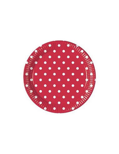 PIATTO CARTA CM. 18 ROSSO POIS BIANCHI PZ. 6 - L'Officina delle