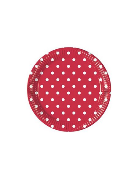 PIATTO CARTA CM. 18 ROSSO POIS BIANCHI PZ. 6 - L'Officina delle