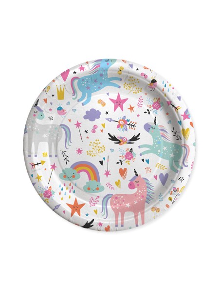 PIATTO CARTA DIAM. 24CM. UNICORN 8PZ - L'Officina delle feste