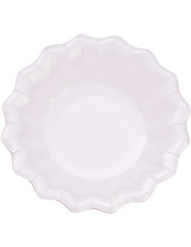 PIATTO CARTA FONDO 24CM BIANCO PERLA 8PZ - L'Officina delle