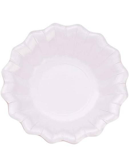 PIATTO CARTA FONDO 24CM BIANCO PERLA 8PZ - L'Officina delle