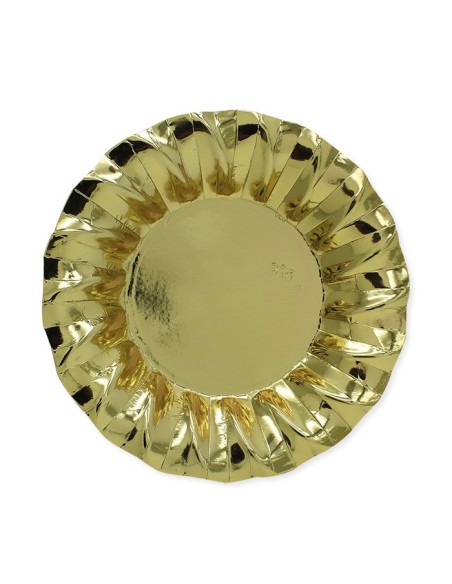 PIATTO CARTA FONDO Ø 24CM. WAVY ORO GOLD 8PZ - L'Officina delle