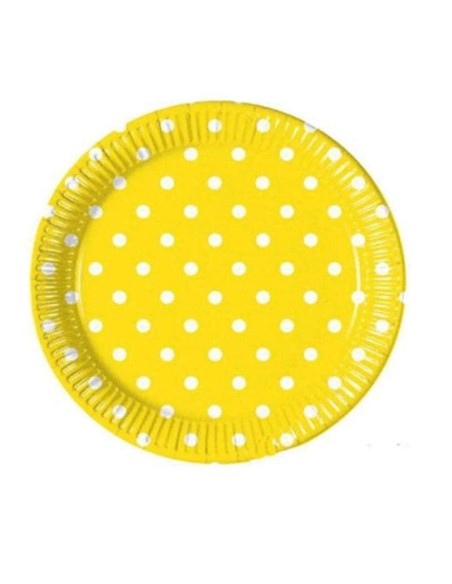 PIATTO CM. 18 GIALLO POIS BIANCHI PZ. 6 - L'Officina delle feste