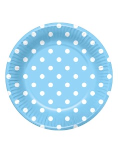 PIATTO CM. 23 CELESTE POIS BIANCHI PZ. 6 - L'Officina delle 2
