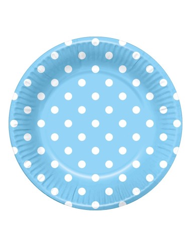 PIATTO CM. 23 CELESTE POIS BIANCHI PZ. 6 - L'Officina delle