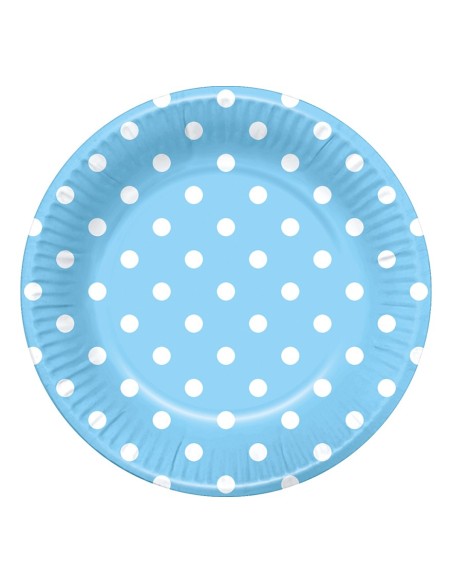 PIATTO CM. 23 CELESTE POIS BIANCHI PZ. 6 - L'Officina delle