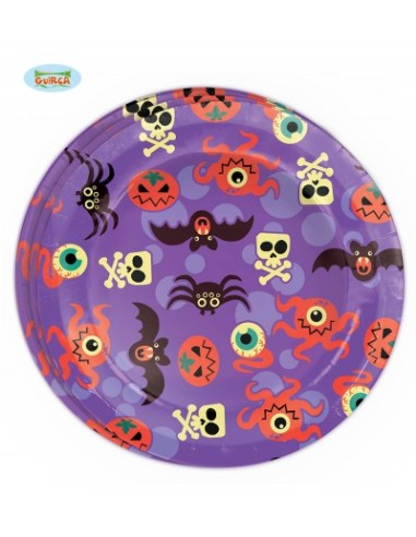 PIATTO MOSTRI 23 CM. HALLOWEEN PZ.8 - L'Officina delle feste