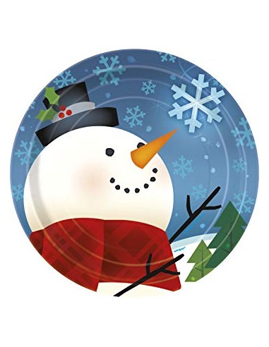 PIATTO PZ.8 JOYFUL SNOWMAN 18CM - L'Officina delle feste