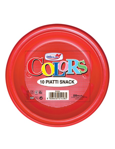 PIATTO SNACK ROSSO 10PZ - L'Officina delle feste
