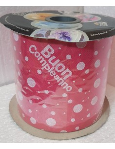 ROTOLO TNT BUON COMPLEANNO FUCSIA H.12,5CM X 50MT - L'Officina 2