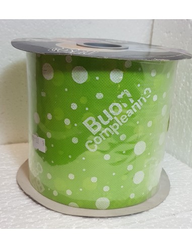 ROTOLO TNT BUON COMPLEANNO VERDE MELA H.12,5CM X 50MT -