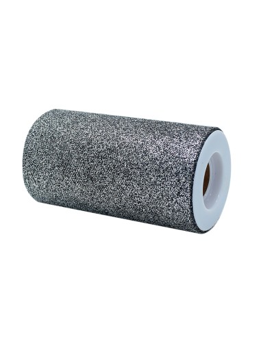 ROTOLO TULLE CM.12,5X25MT PRESTIGE SILVER GLITTER - L'Officina