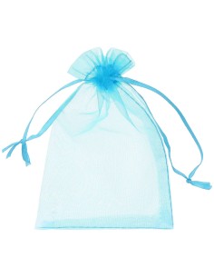 SACCHETTO ORGANZA CM 7X10 CELESTE CON LACCIO 12PZ - L'Officina 2