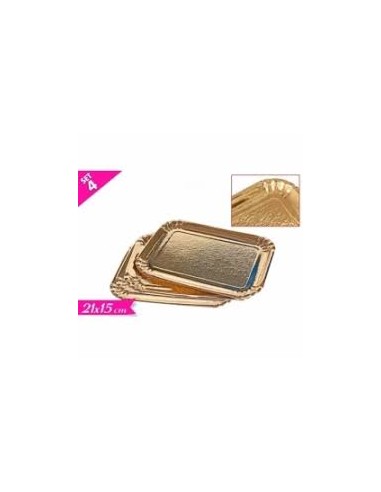 SET 4 VASSOI RETT. CARTA 21X15CM ORO - L'Officina delle feste