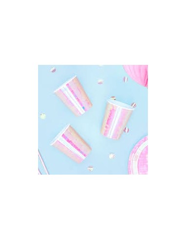 SET 6 BICCHIERI CARTA IRIDISCENTE BIANCO - L'Officina delle