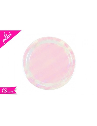 SET 6 PIATTI 18CM IRIDISCENTI CARTA BIANCO - L'Officina delle